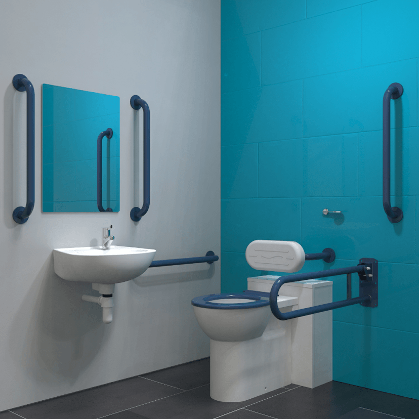 Instinct DOCM Pack-BTW,Conc Cist,Basin(2TH),Rails+Seat D/Blue DM800KDB Image 1