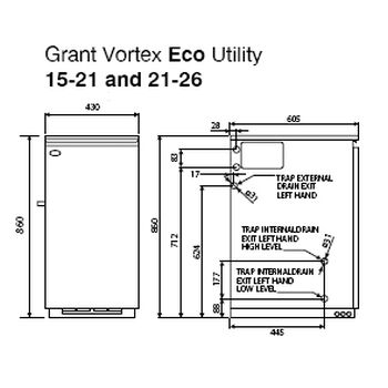 Grant Vortex Eco 21-26kW Kitchen/Utility Heat Only Boiler VTXECO2126 Image 1