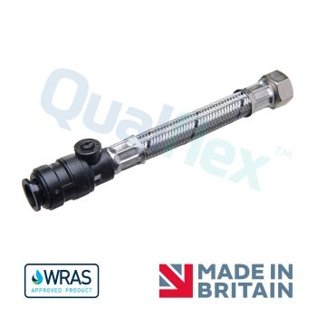 Qualflex WRAS 1/2" x 15mm x 300mm Pushfit Isolating Flexi Hose Q10131 Image 1