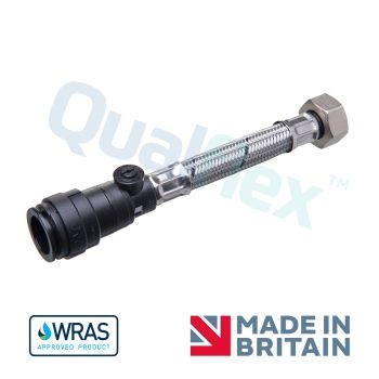 Qualflex WRAS 3/4" x 22mm x 300mm Pushfit Isolating Flexi Hose Q10138 Image 1