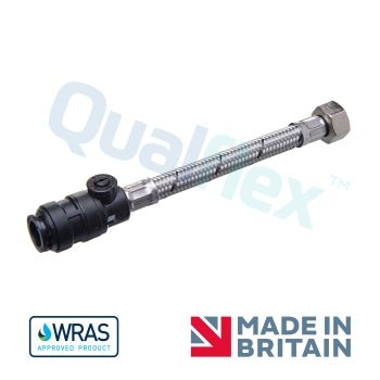Qualflex WRAS 3/4" x 15mm x 300mm Pushfit Isolating Flexi Hose Q10134 Image 1