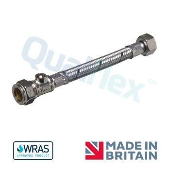 WRAS 1/2" x 15mm x 300mm Brass Isolating Flexi Hose BFFTCWIV-15D300 Image 1