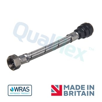 Qualflex WRAS 1/2" x 15mm x 300mm Pushfit Flexi Hose Q10101DG Image 1