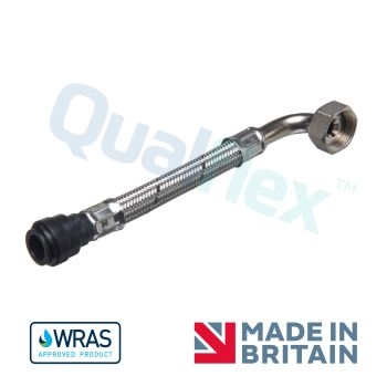 Qualflex WRAS 1/2" Elbow x 15mm x 300mm Pushfit Flexi Hose 10SW300DE01 Image 1