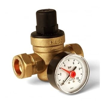 Inta 15mm/22mm Pressure Reducing Valve with Gauge PRVG22 Image 1