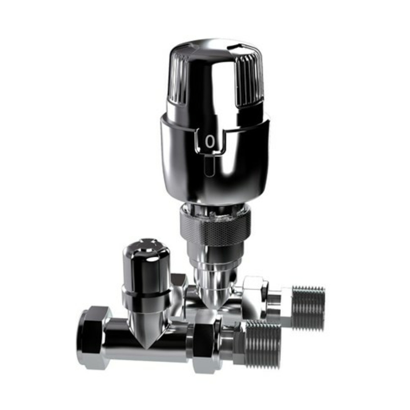 Inta i-therm 15mm Straight TRV/LS - All Chrome 15TWINSCP Image 1