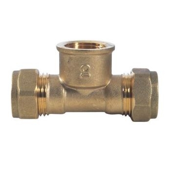 Compression 15mm x 15mm x 1/2" FI Tee CORTF-1515D Image 1