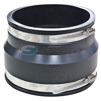 4"Clay x 4" Cast/PVC Flexible Coupler PRUFSCL/PVC-4 Image 1