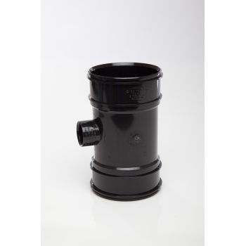 Polypipe 110mm System 2000 Double Socket 32mm Boss Pipe - Black BP420B Image 1