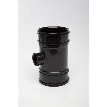 Polypipe 110mm System 2000 Double Socket 40mm Boss Pipe - Black BP422B Image 1
