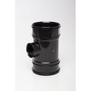 Polypipe 110mm System 2000 Double Socket 50mm Boss Pipe - Black BP424B Image 1