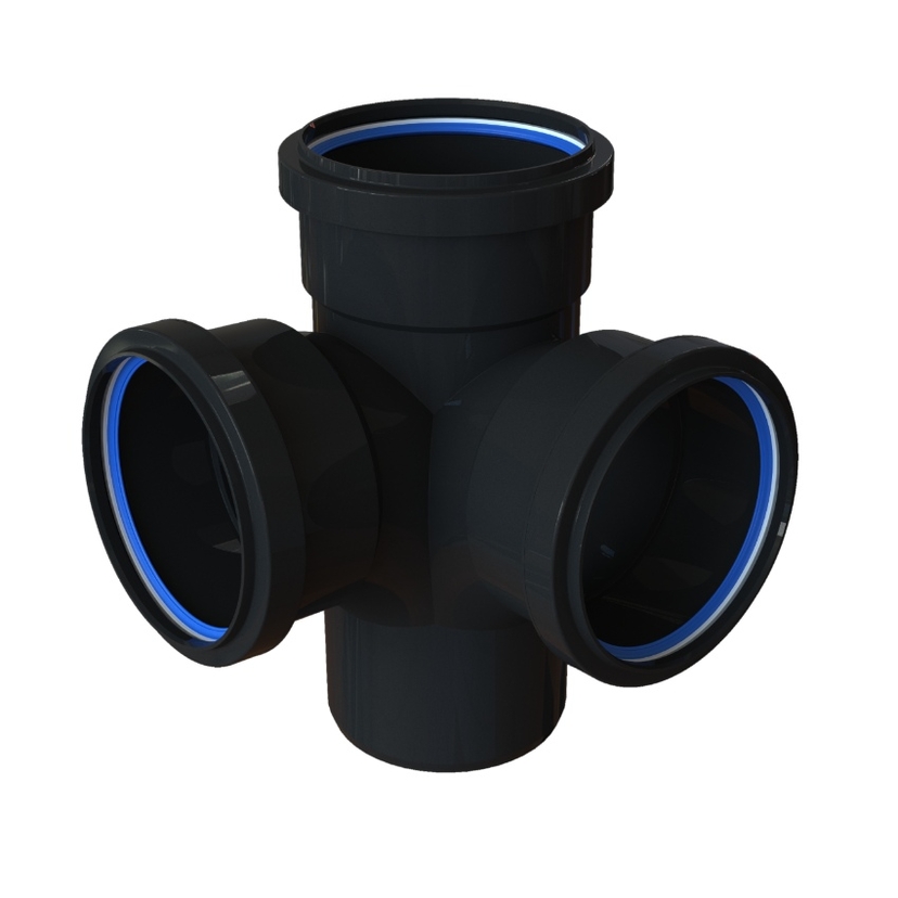 Polypipe Triple Socket Corner Branch - Black STC401B Image 1