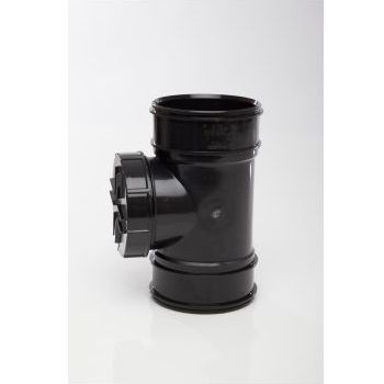 Polypipe 4" System 2000 Double Socket Short Access Pipe - Black SWA44B Image 1