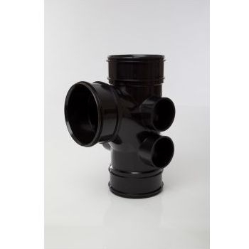 Polypipe 110mm System 2000 92.5deg Triple Socket Branch - Black SWT26B Image 1