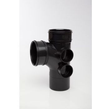 Polypipe 110mm System 2000 92.5deg Double Socket Branch - Black SWT28B Image 1