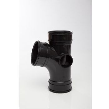 Polypipe 110mm System 2000 104 deg Triple Socket Branch - Black SWT35B Image 1