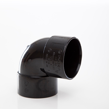 Polypipe 50mm 90 degree Knuckle Bend - Black WS64B Image 1