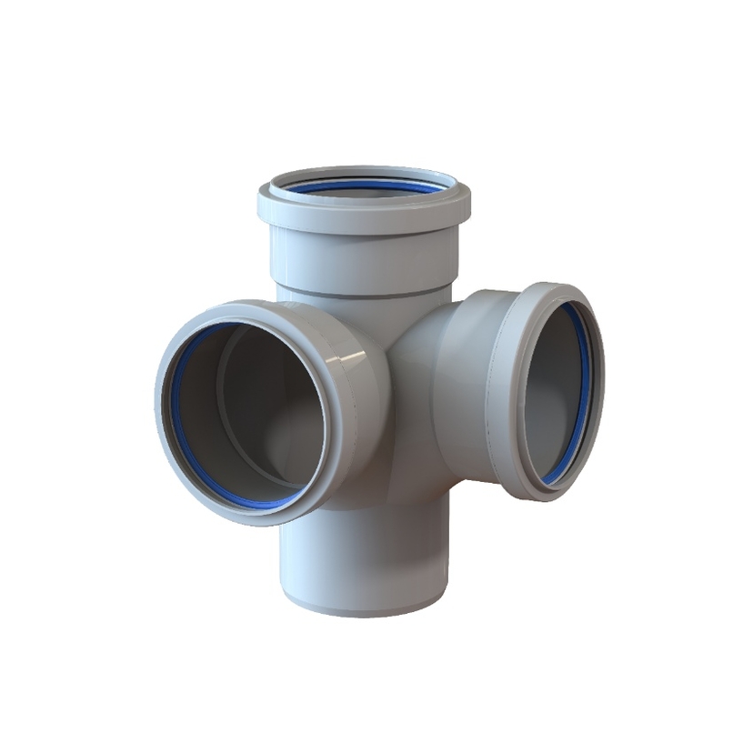 Polypipe Triple Socket Corner Branch - Grey STC401G Image 1