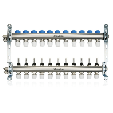 Polypipe 15mm Manifold - 11 Port Stainless Steel PB12761 - use PB12746 Image 1