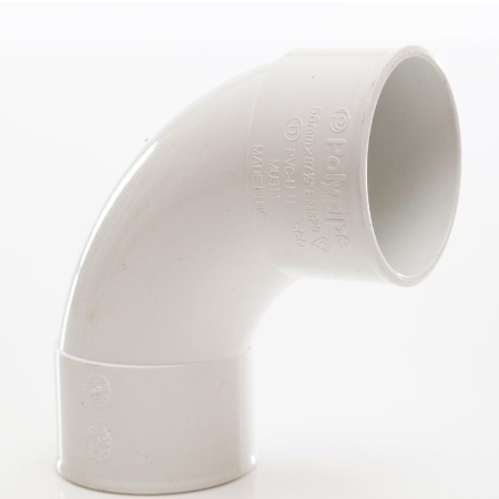Polypipe 50mm System 2000 MuPVC Swept Bend - White MU314W Image 1