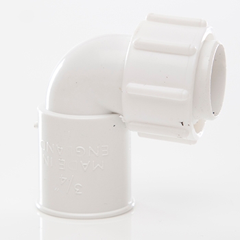 Polypipe Overflow Solvent Bent Adaptor - White NS48W Image 1