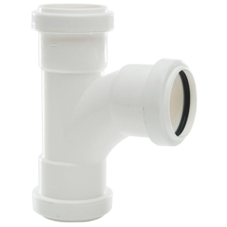 Polypipe 40mm Pushfit Swept Tee - White WP22W Image 1