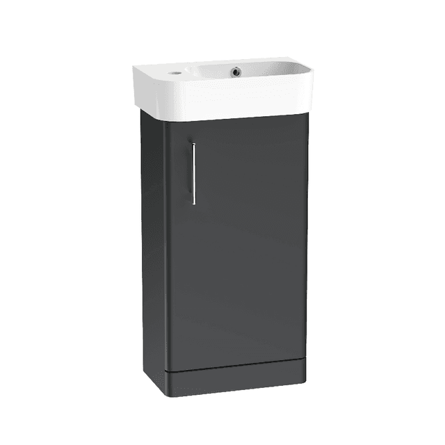 Instinct Allerston 400mm F/S Single Door Cloakroom Basin Unit Storm Gr