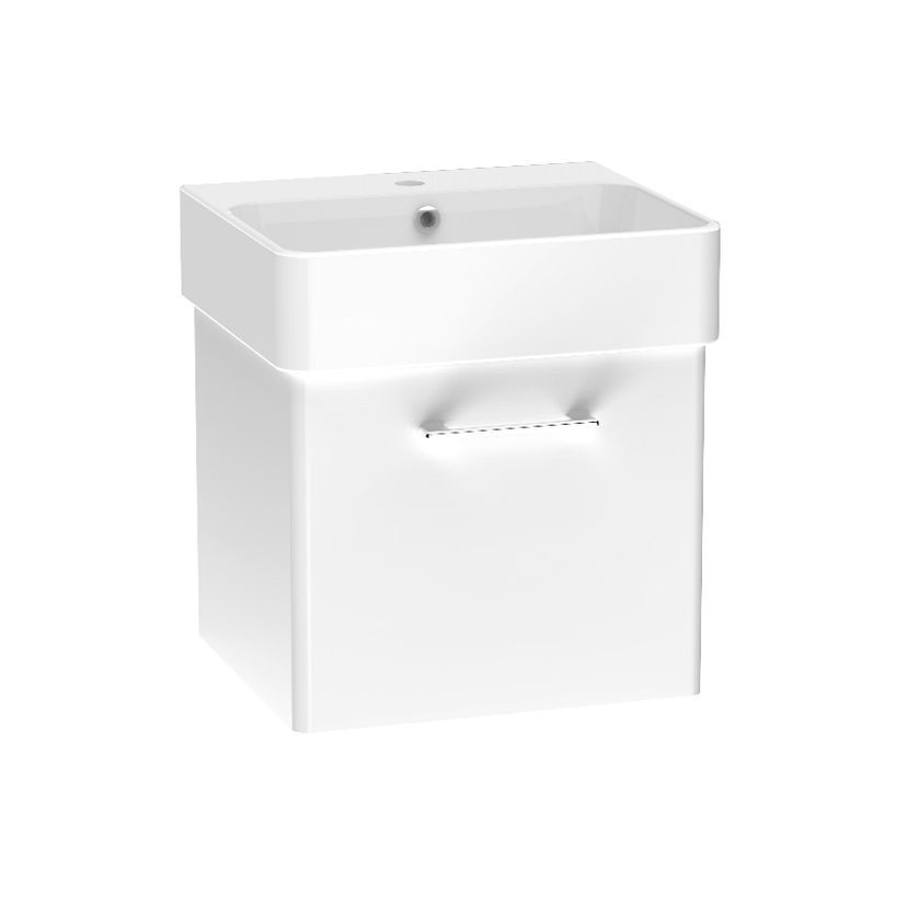 Instinct Allerston 500mm W/Hung Single Drawer Basin Unit Gloss White Image 1
