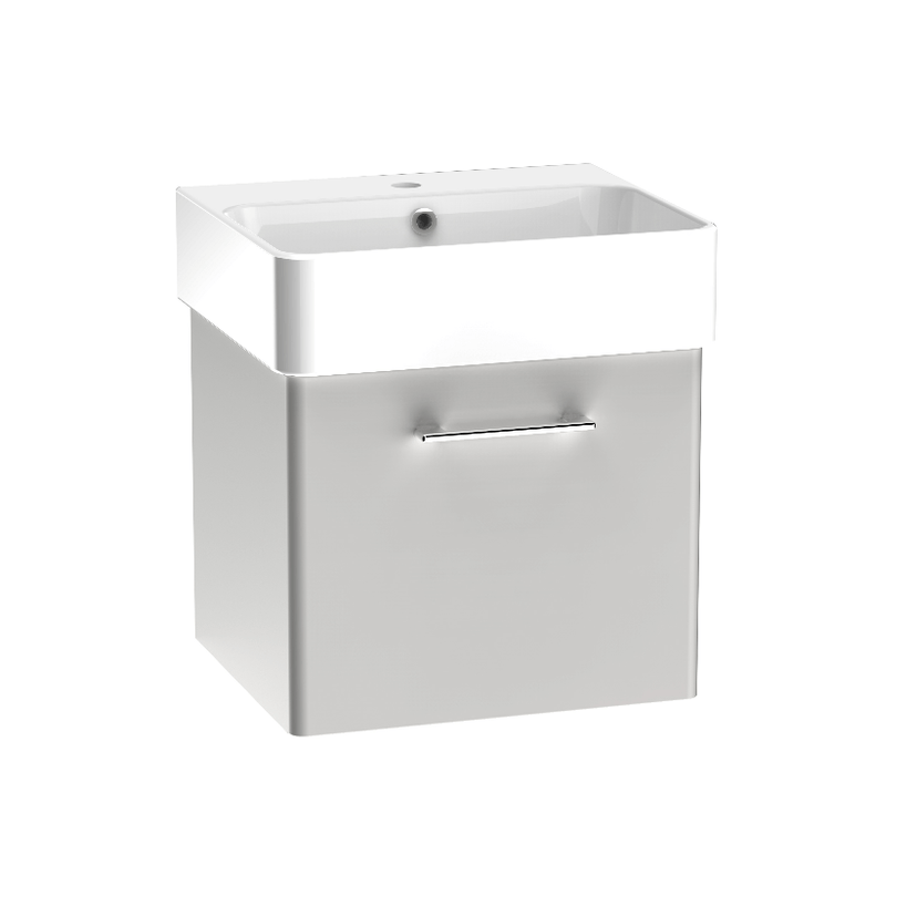 Instinct Allerston 500mm W/Hung Single Drawer Basin Unit Light Grey Image 1