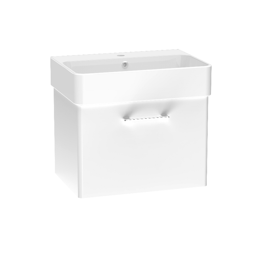 Instinct Allerston 600mm W/Hung Single Drawer Basin Unit Gloss White Image 1