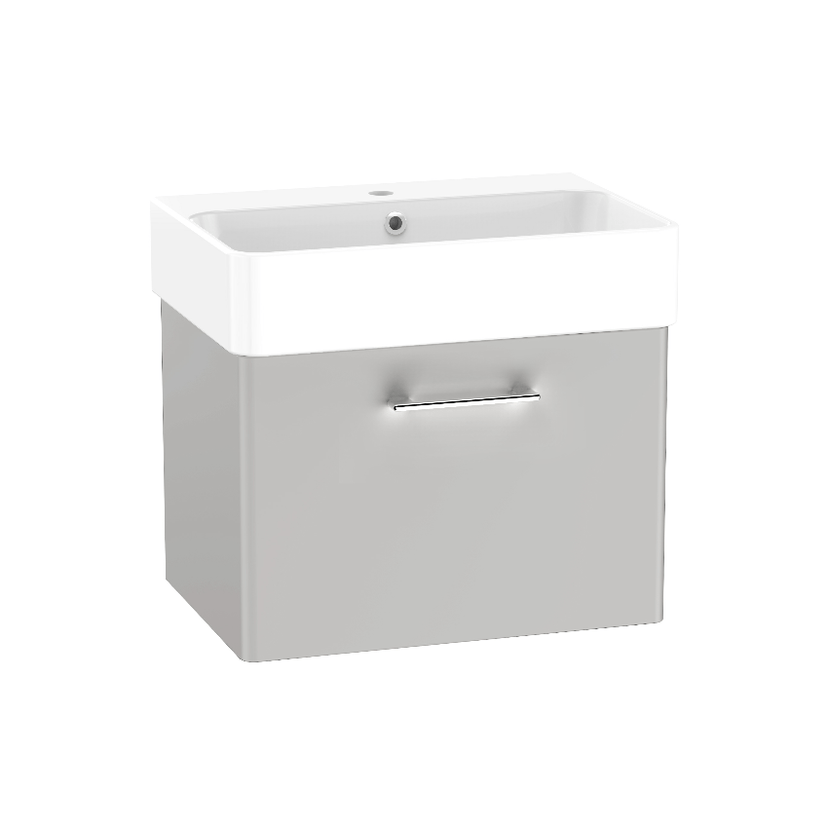 Instinct Allerston 600mm W/Hung Single Drawer Basin Unit Light Grey Image 1