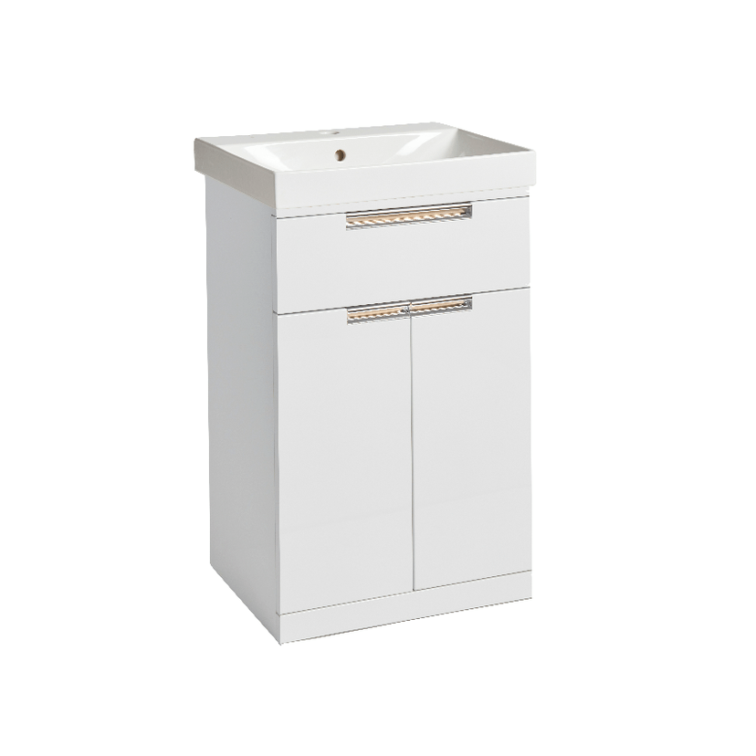 Instinct Espada 500mm F/S 1 Drawer 2 Door Basin Unit Gloss White 41421 Image 1