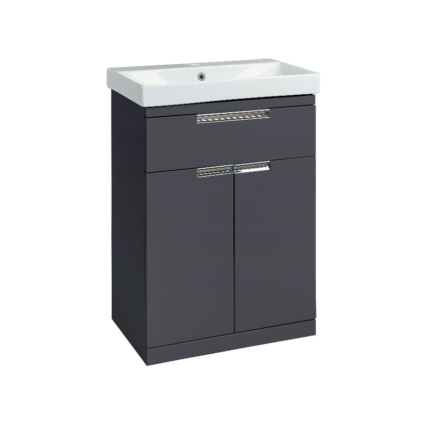Instinct Espada 600mm F/S 1 Drawer 2 Door Bas Unit Midnight Gey 414211 Image 1