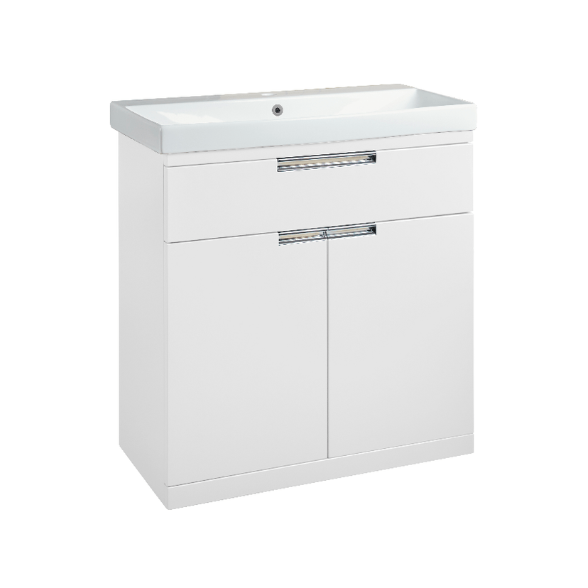 Instinct Espada 800mm F/S 1 Drawer 2 Door Basin Unit Gl White 414213 Image 1