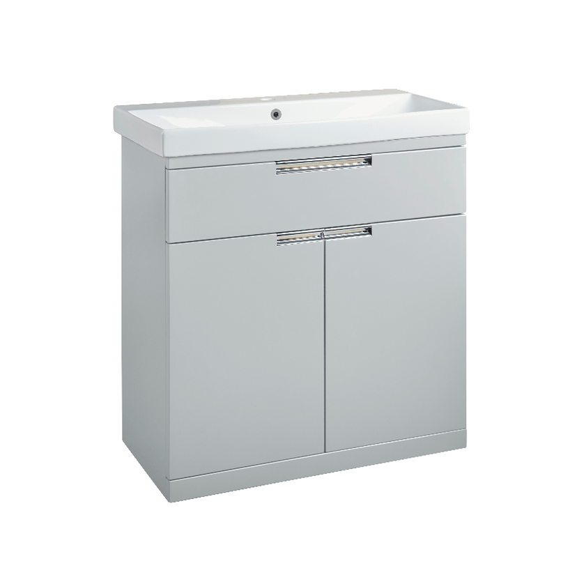 Instinct Espada 800mm F/S 1 Drawer 2 Dr Bas Unit Gl Light Grey 414214 Image 1