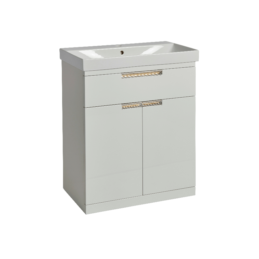 Instinct Espada 700mm F/S 1 Drawer 2 Door Bas Unit Gl Light Grey 41426 Image 1