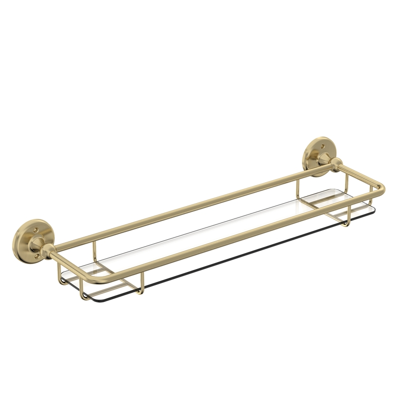 Instinct Hemsworth Glass Shelf Brushed Brass INST37180 Image 1