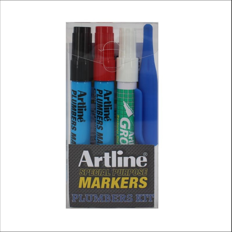 Artline Plumbers Kit: 2 Markers, 1 Grout, 1 Long Nib Marker EKPR W4 Image 1