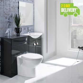 Veldeau Radway 600mm Vanity Unit Pre-Cut - Anthracite Gloss 6343 Image 1