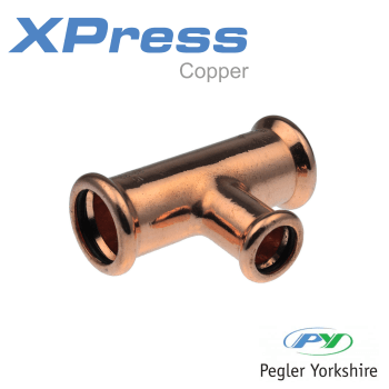 Pegler Yorkshire XPress 22 x 22 x 15mm (br) Reducing Tee 38490 Image 1
