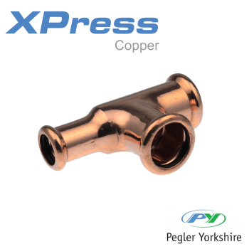 Pegler Yorkshire XPress 28 x 22 x 28mm (br) Reducing Tee 38514 Image 1