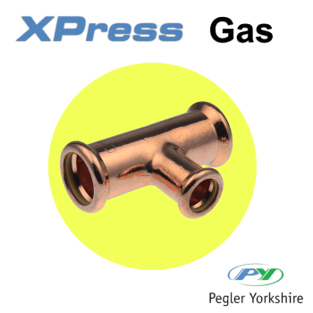 Pegler Yorkshire XPress Gas 22 x 22 x 15mm (br) Red Tee 39860 Image 1