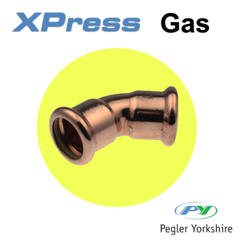 Pegler Yorkshire XPress Gas 22mm 45 degree Elbow 39826 Image 1